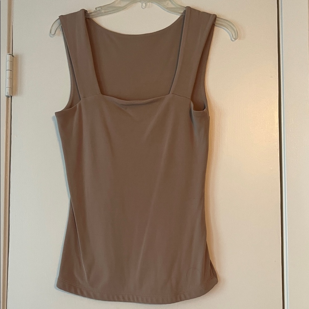Tan Sleeveless Blouse